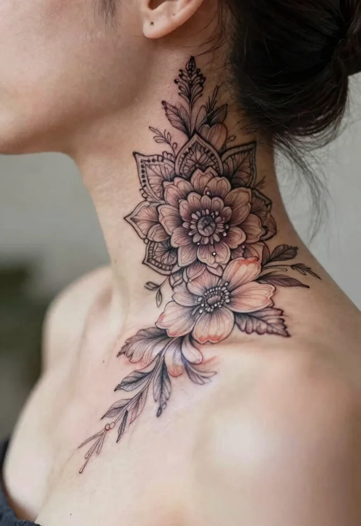 14 Floral Mandala Tattoo Ideas Soft Feminine And Detailed 13. Ethereal Floral Mandala on the Nape 0