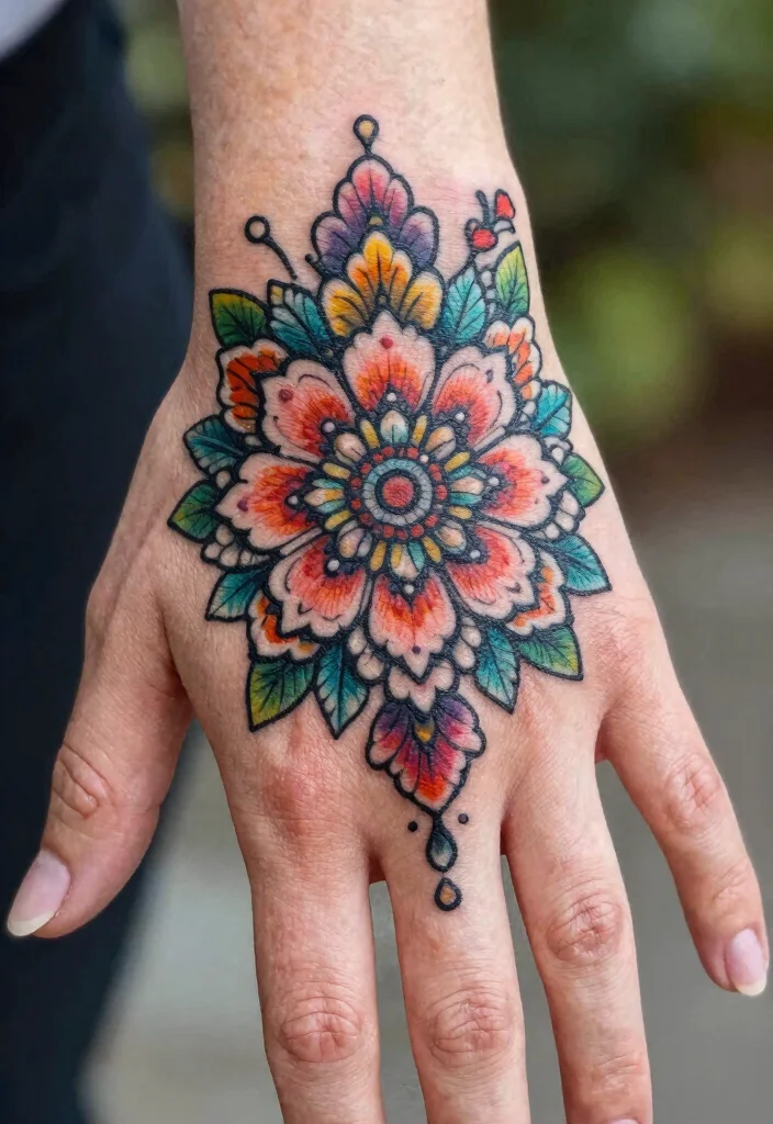 14 Floral Mandala Tattoo Ideas Soft Feminine And Detailed 14. Unique Floral Mandala on the Palm 0