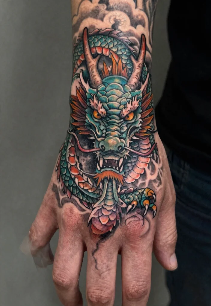 14 Full Hand Tattoo Ideas for Men: Powerful and Striking 125 14 Full Hand Tattoo Ideas for Men Powerful and Striking 12. Dragon Imagery 0