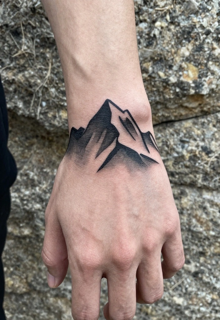 14 Full Hand Tattoo Ideas for Men: Powerful and Striking 45 14 Full Hand Tattoo Ideas for Men Powerful and Striking 5. Mountain Peaks 0