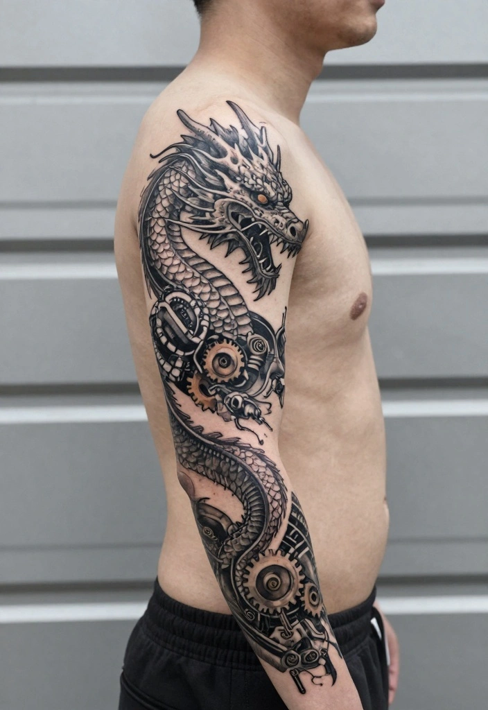 14 Irezumi Dragon Tattoo Ideas: Power, Strength, and Myth 100 14 Irezumi Dragon Tattoo Ideas Power Strength and Myth 10. Biomechanical Dragon Tattoo 0