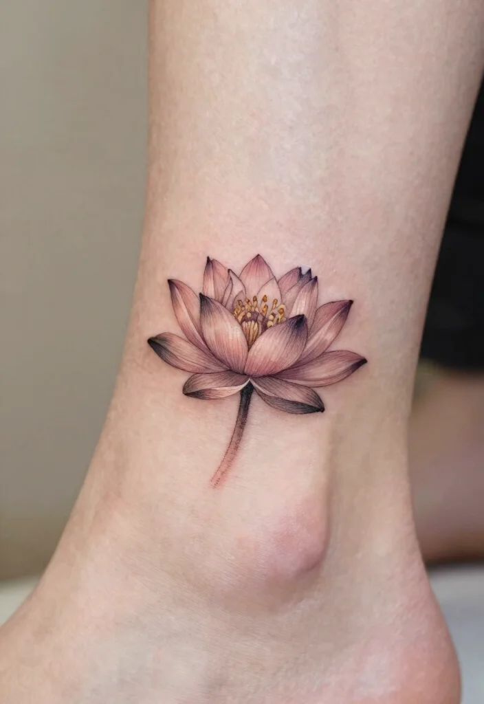 14 July Birth Flower Tattoo Ideas: Larkspur and Water Lilies 113 14 July Birth Flower Tattoo Ideas Larkspur and Water Lilies 11. Tiny Water Lily on the Ankle 0