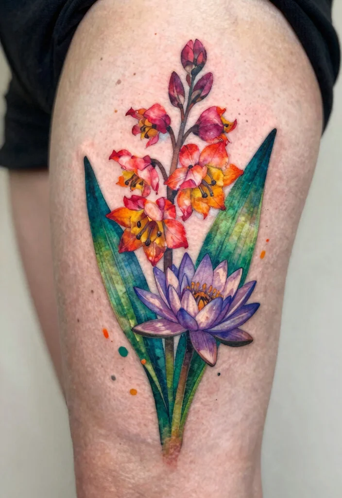 14 July Birth Flower Tattoo Ideas: Larkspur and Water Lilies 137 14 July Birth Flower Tattoo Ideas Larkspur and Water Lilies 13. Larkspur and Water Lily Watercolor 0