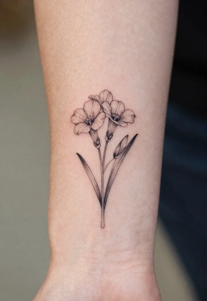 14 July Birth Flower Tattoo Ideas: Larkspur and Water Lilies 45 14 July Birth Flower Tattoo Ideas Larkspur and Water Lilies 5. Tiny Larkspur Finger Tattoo 0