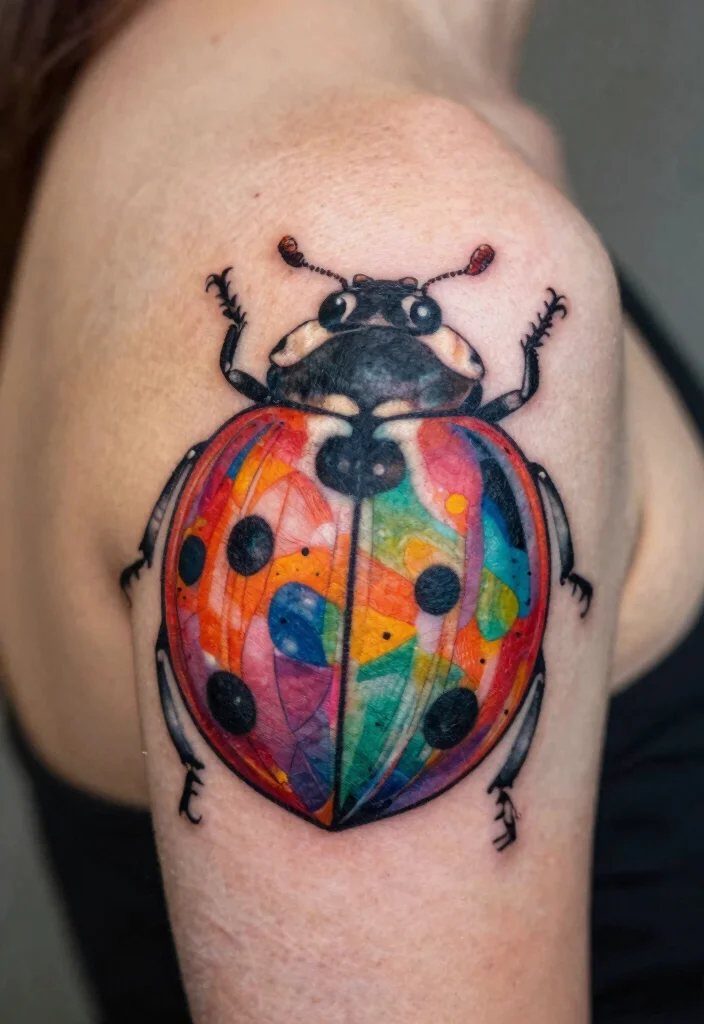 14 Ladybug Tattoo Ideas With Cute And Symbolic Designs 67 14 Ladybug Tattoo Ideas With Cute And Symbolic Designs 7. Abstract Ladybug Tattoo 0