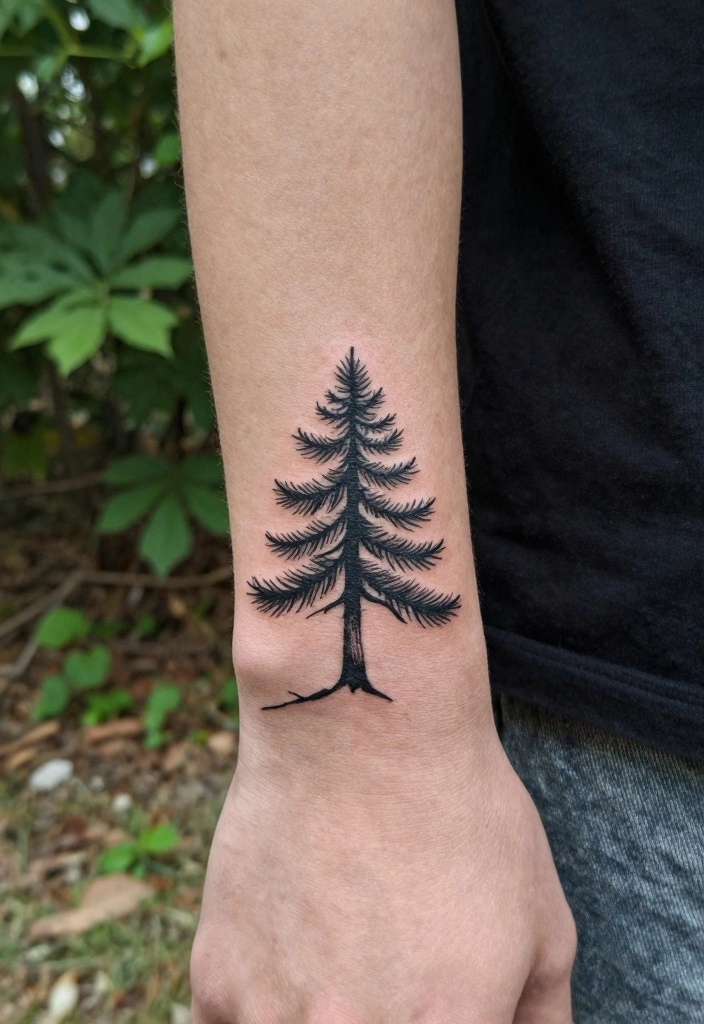 14 Pine Tree Tattoo Ideas for Men: Strong, Simple, and Symbolic 1 14 Pine Tree Tattoo Ideas for Men Strong Simple and Symbolic 1. Minimalist Pine Tree Silhouette 0