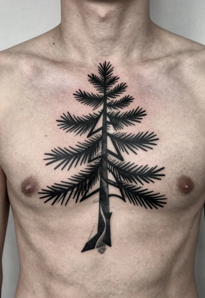 14 Pine Tree Tattoo Ideas for Men: Strong, Simple, and Symbolic 23 14 Pine Tree Tattoo Ideas for Men Strong Simple and Symbolic 3. Geometric Pine Tree Design 0