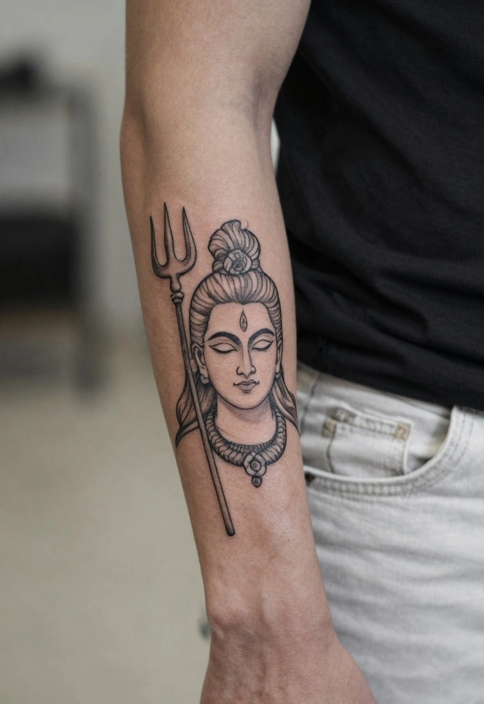 14 Shiva Arm Tattoo Design Ideas for Men: Spiritual and Powerful 1 14 Shiva Arm Tattoo Design Ideas for Men Spiritual and Powerful 1. Minimalist Shiva Outline 0