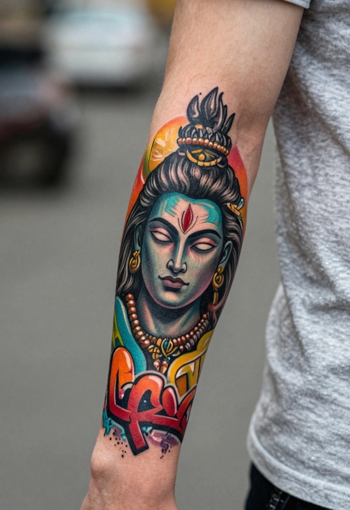 14 Shiva Arm Tattoo Design Ideas for Men: Spiritual and Powerful 148 14 Shiva Arm Tattoo Design Ideas for Men Spiritual and Powerful 14. Shiva with an Urban Twist 0