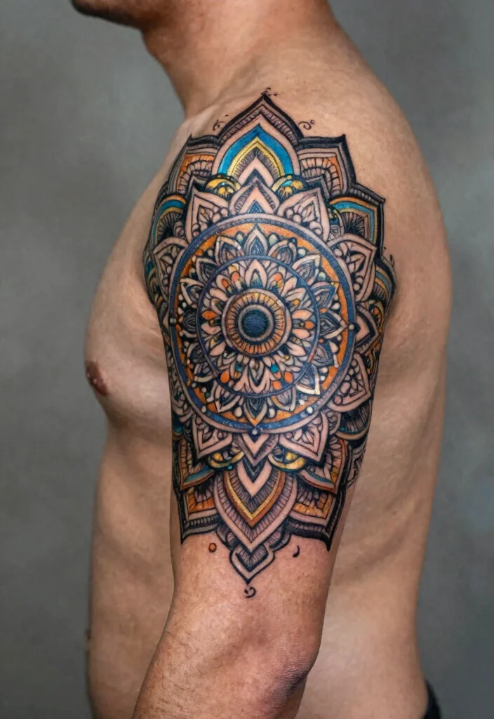 14 Shiva Arm Tattoo Design Ideas for Men: Spiritual and Powerful 12 14 Shiva Arm Tattoo Design Ideas for Men Spiritual and Powerful 2. Shiva with Mandala 0