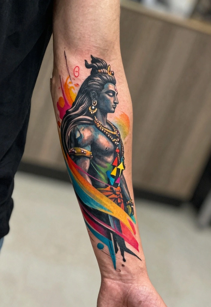 14 Shiva Arm Tattoo Design Ideas for Men: Spiritual and Powerful 45 14 Shiva Arm Tattoo Design Ideas for Men Spiritual and Powerful 5. Abstract Shiva Design 0
