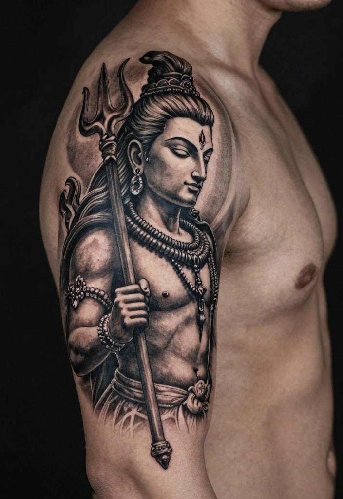 14 Shiva Arm Tattoo Design Ideas for Men: Spiritual and Powerful 56 14 Shiva Arm Tattoo Design Ideas for Men Spiritual and Powerful 6. Traditional Shiva with Trident 0