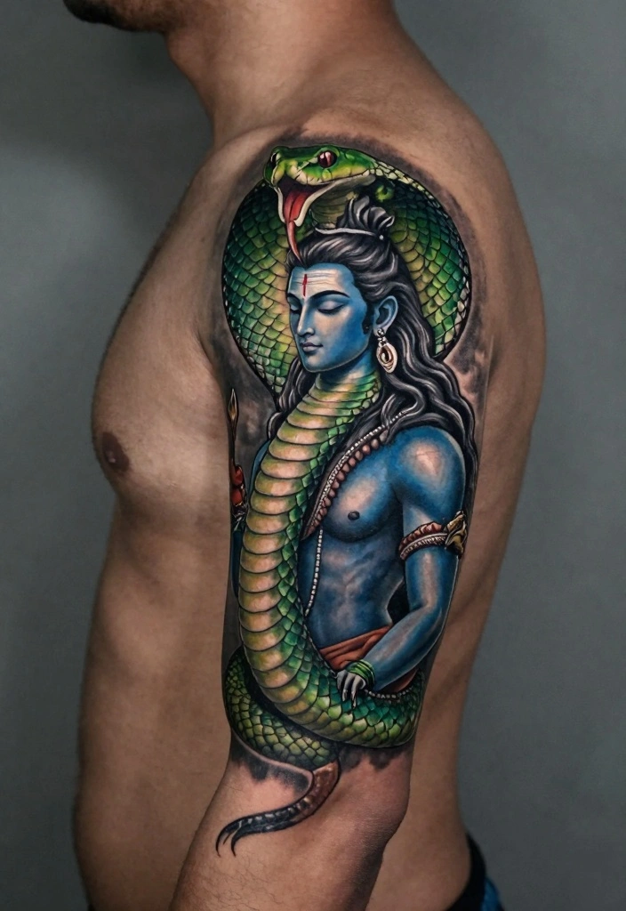 14 Shiva Arm Tattoo Design Ideas for Men: Spiritual and Powerful 69 14 Shiva Arm Tattoo Design Ideas for Men Spiritual and Powerful 7. Shiva with Cobra 0