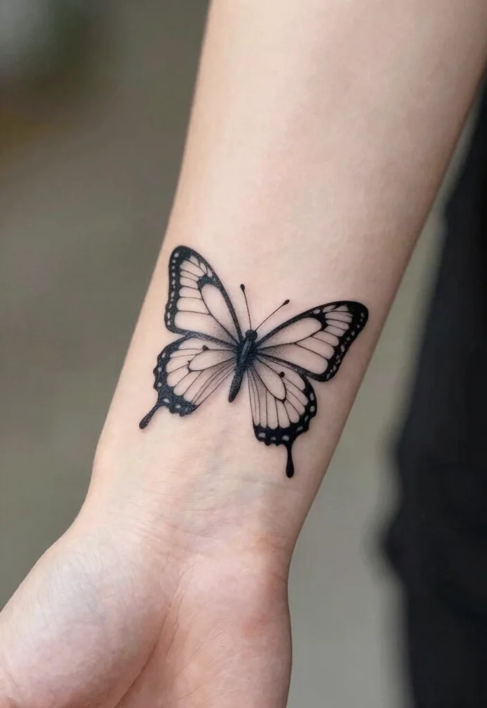 14 Simple Easy Tattoo Flash Art Ideas for Beginners 125 14 Simple Easy Tattoo Flash Art Ideas for Beginners 12. Minimalist Butterfly 0