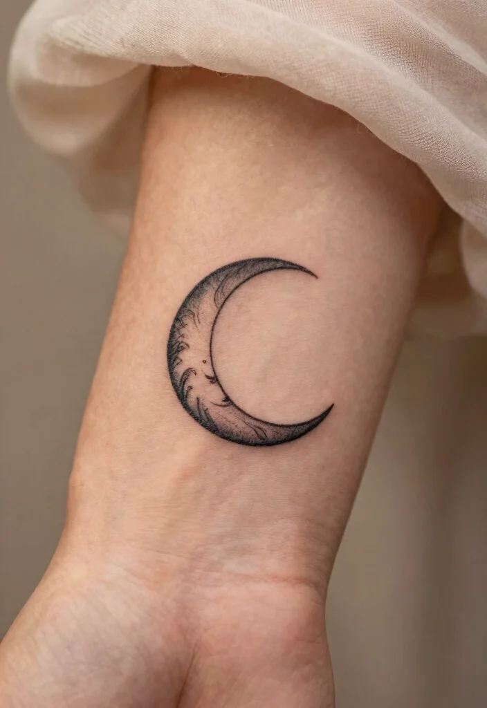 14 Simple Easy Tattoo Flash Art Ideas for Beginners 23 14 Simple Easy Tattoo Flash Art Ideas for Beginners 3. Simple Crescent Moon 0