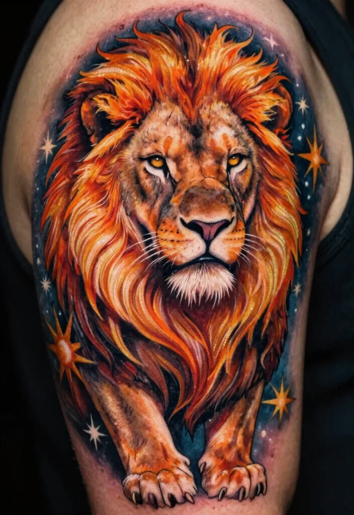 14 Star Sign Tattoo Ideas Based on Zodiac Meaning 5. Leo Radiant Lion King Tattoo 0