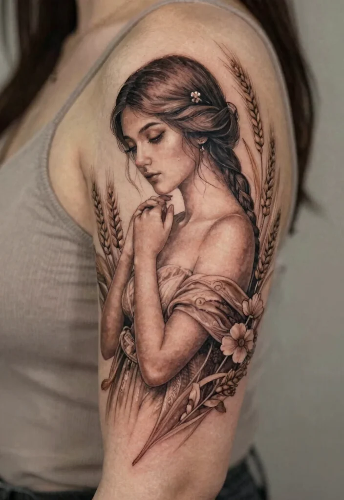 14 Star Sign Tattoo Ideas Based on Zodiac Meaning 6. Virgo Elegant Maiden Tattoo 0