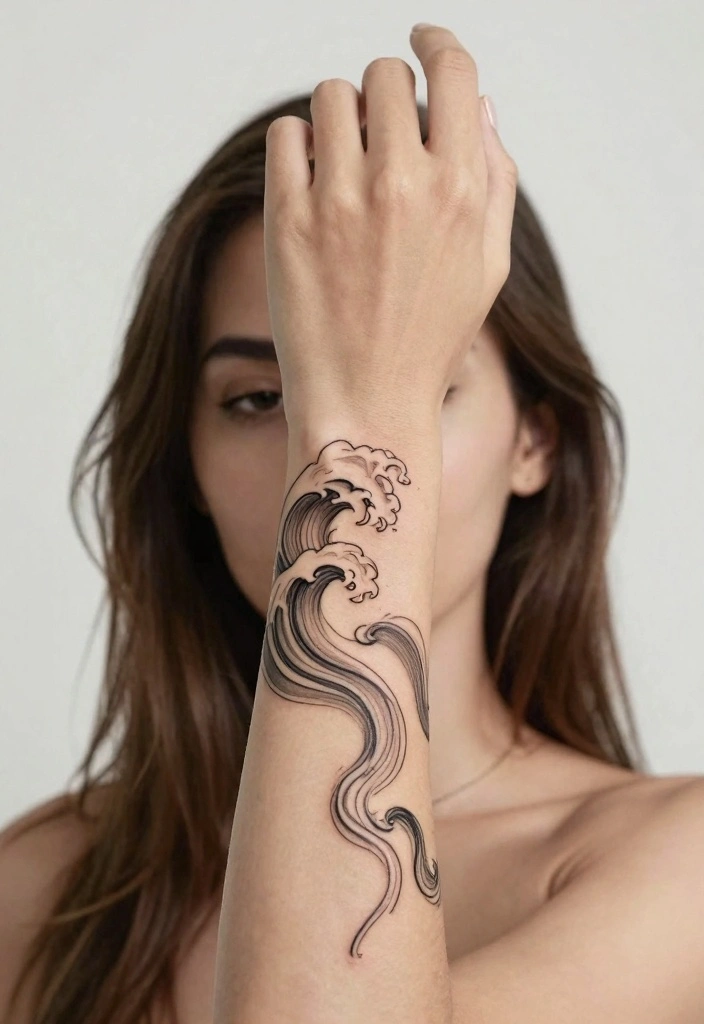 15 Elegant Wrist Band Tattoo Ideas for Women With Meaning 131 15 Elegant Wrist Band Tattoo Ideas for Women With Meaning 13. Waves Design 0