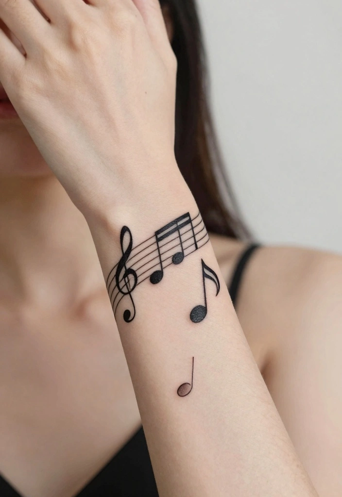 15 Elegant Wrist Band Tattoo Ideas for Women With Meaning 67 15 Elegant Wrist Band Tattoo Ideas for Women With Meaning 7. Music Notes 0