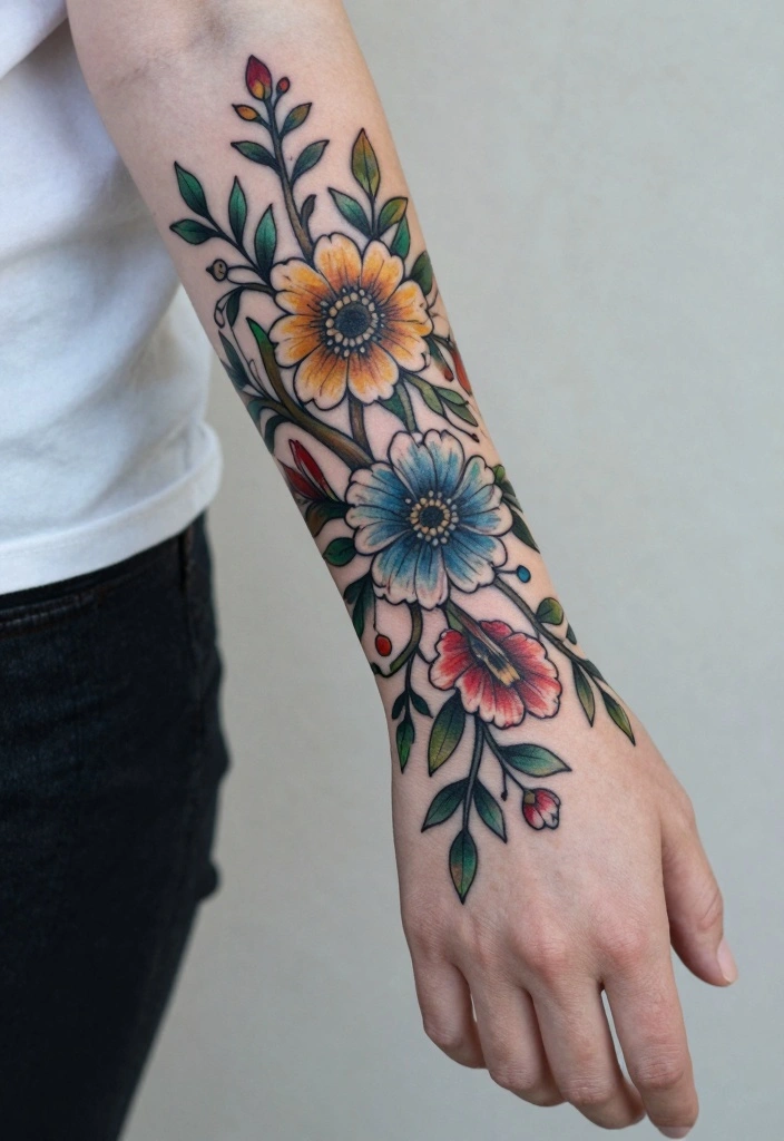 15 Female Hand Tattoo Ideas: Bold, Feminine, and Stylish 124 15 Female Hand Tattoo Ideas Bold Feminine and Stylish 12. Vine with Flowers 0