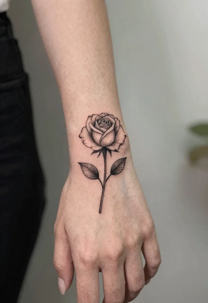 15 Female Hand Tattoo Ideas: Bold, Feminine, and Stylish 12 15 Female Hand Tattoo Ideas Bold Feminine and Stylish 2. Minimalist Rose 0