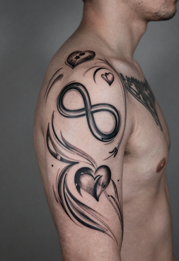 15 Upper Arm Half Sleeve Tattoo Ideas for Men Bold and Clean 124 15 Upper Arm Half Sleeve Tattoo Ideas for Men Bold and Clean 12. Symbolic Designs 0