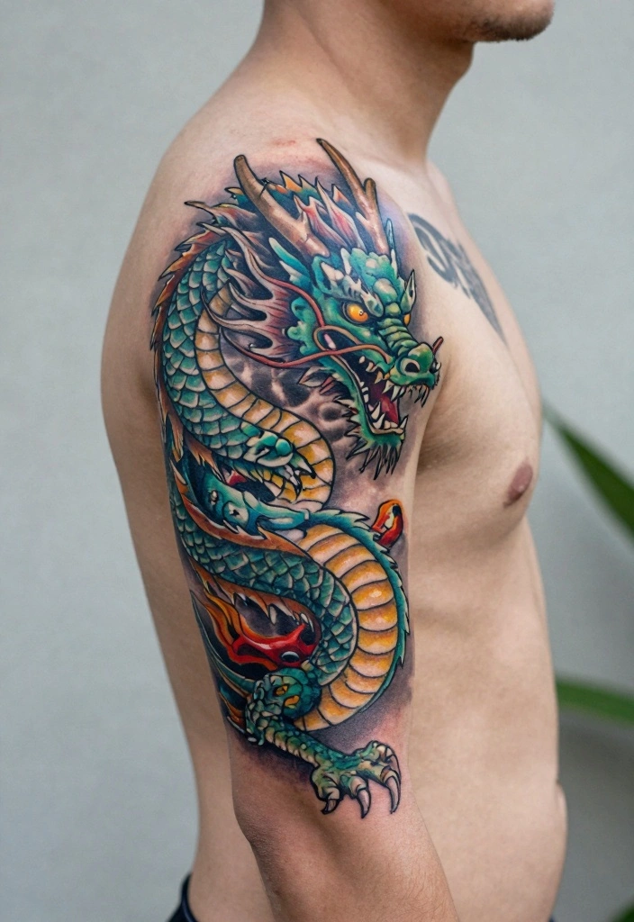 15 Upper Arm Half Sleeve Tattoo Ideas for Men Bold and Clean 148 15 Upper Arm Half Sleeve Tattoo Ideas for Men Bold and Clean 14. Fantasy and Mythical Creatures 0