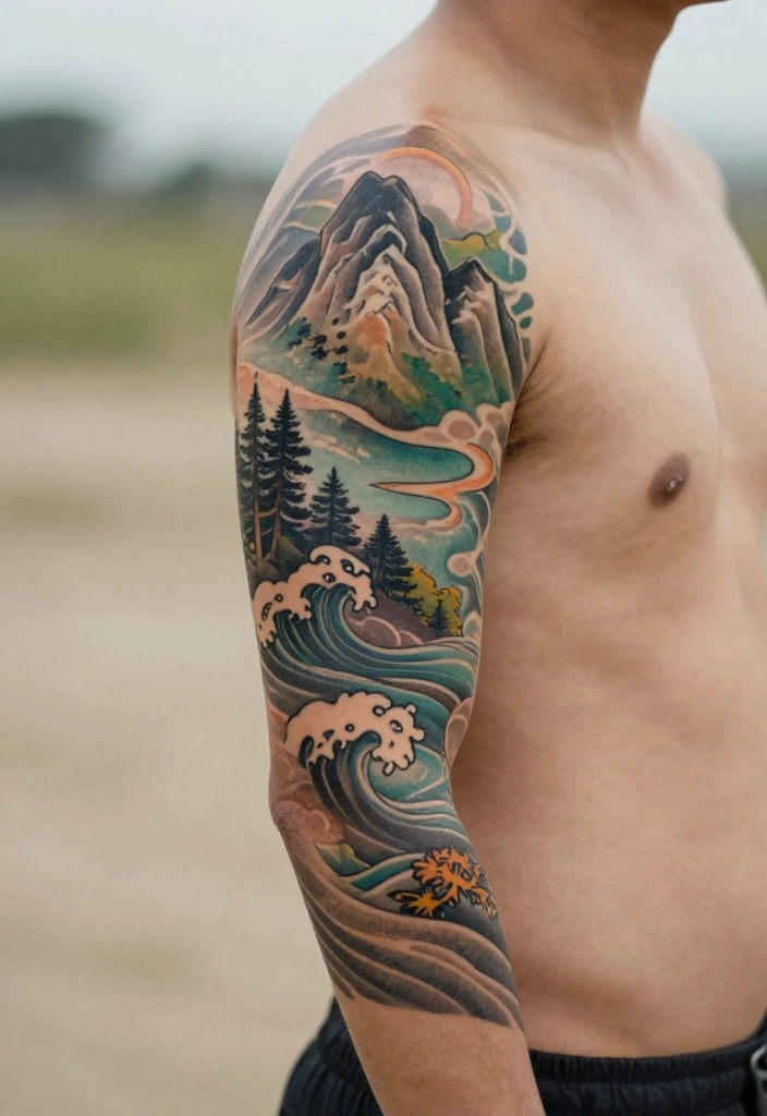 15 Upper Arm Half Sleeve Tattoo Ideas for Men Bold and Clean 12 15 Upper Arm Half Sleeve Tattoo Ideas for Men Bold and Clean 2. Nature Inspired Designs 0