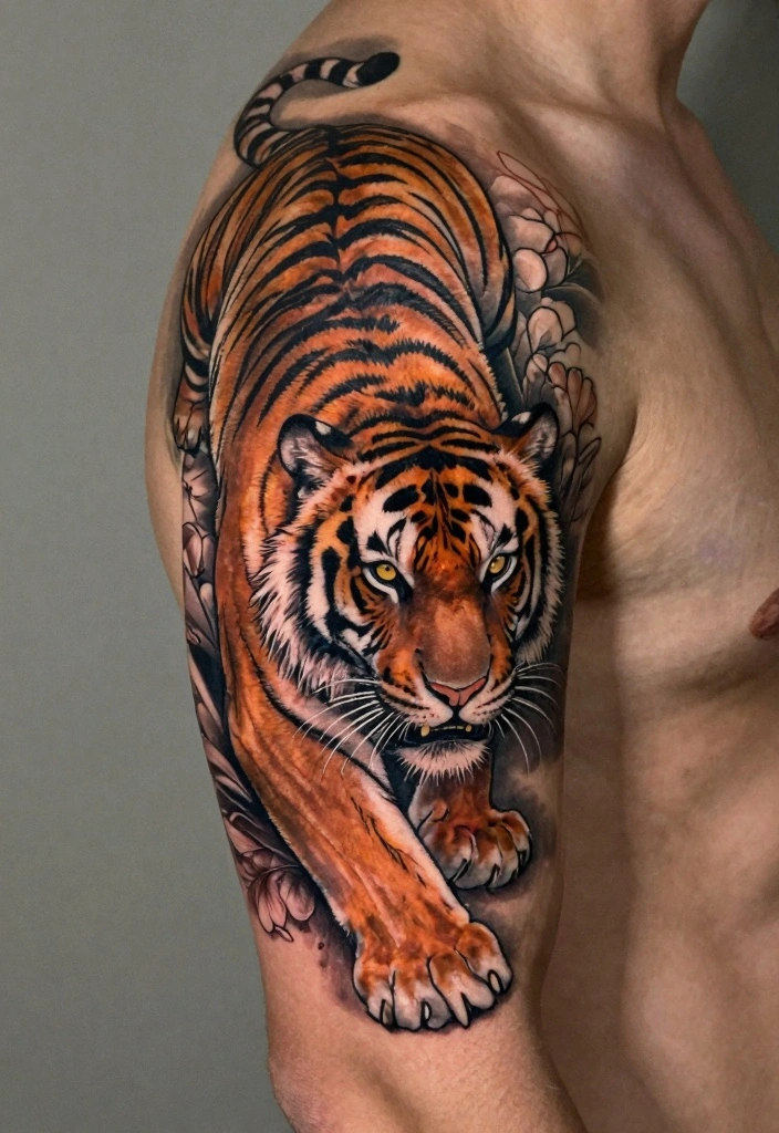15 Upper Arm Half Sleeve Tattoo Ideas for Men Bold and Clean 67 15 Upper Arm Half Sleeve Tattoo Ideas for Men Bold and Clean 7. Animal Motifs 0