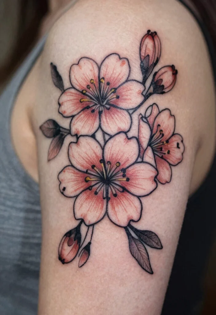 16 Black and White Traditional Tattoo Flash Ideas Classic Style 137 16 Black and White Traditional Tattoo Flash Ideas Classic Style 13. Cherry Blossom 0