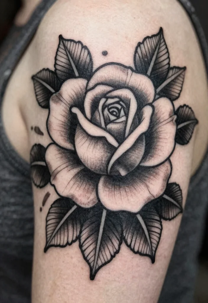 16 Black and White Traditional Tattoo Flash Ideas Classic Style 34 16 Black and White Traditional Tattoo Flash Ideas Classic Style 4. Rose 0