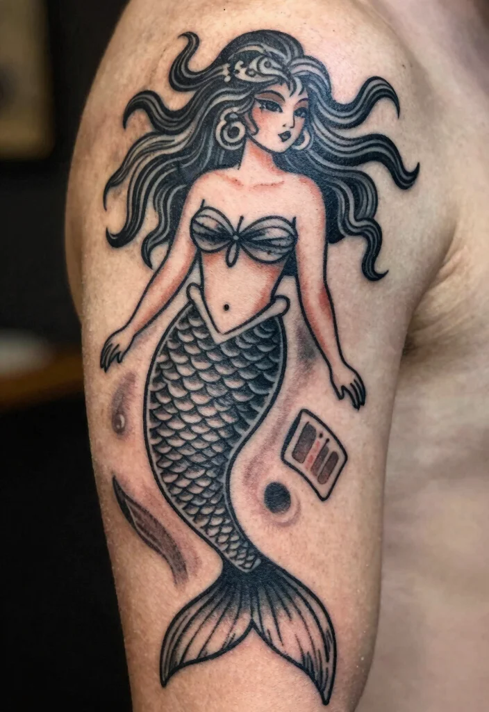 16 Black and White Traditional Tattoo Flash Ideas Classic Style 80 16 Black and White Traditional Tattoo Flash Ideas Classic Style 8. Mermaids 0