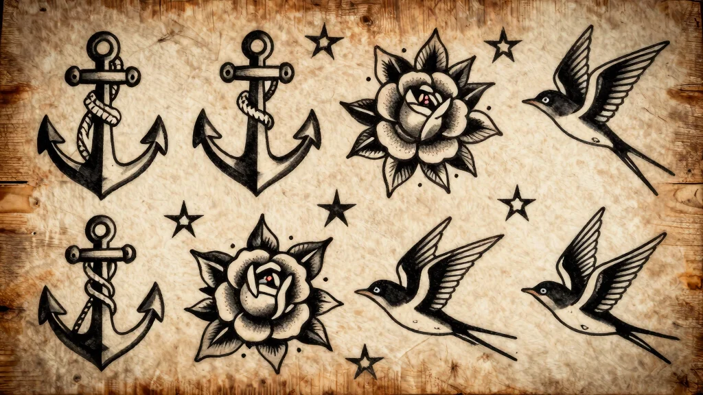 16 Black and White Traditional Tattoo Flash Ideas Classic Style