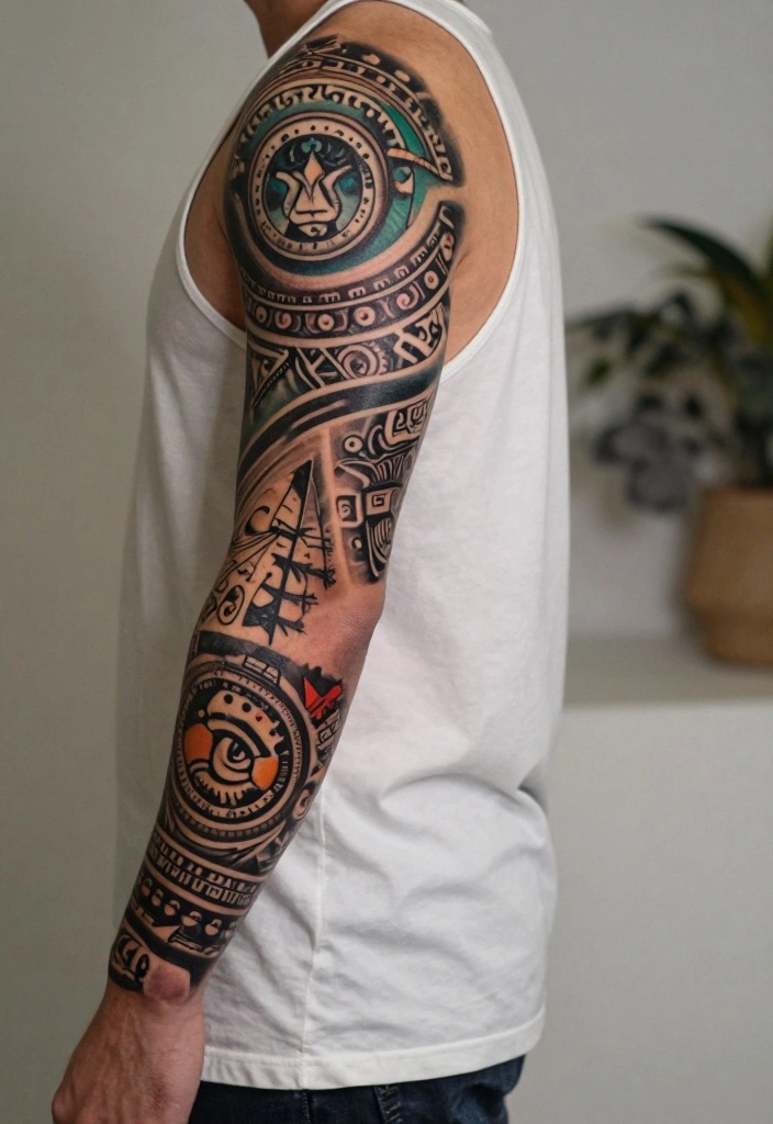 16 Full Hand Sleeve Tattoo Ideas for Men Bold and Detailed 11. Cultural Symbols 0