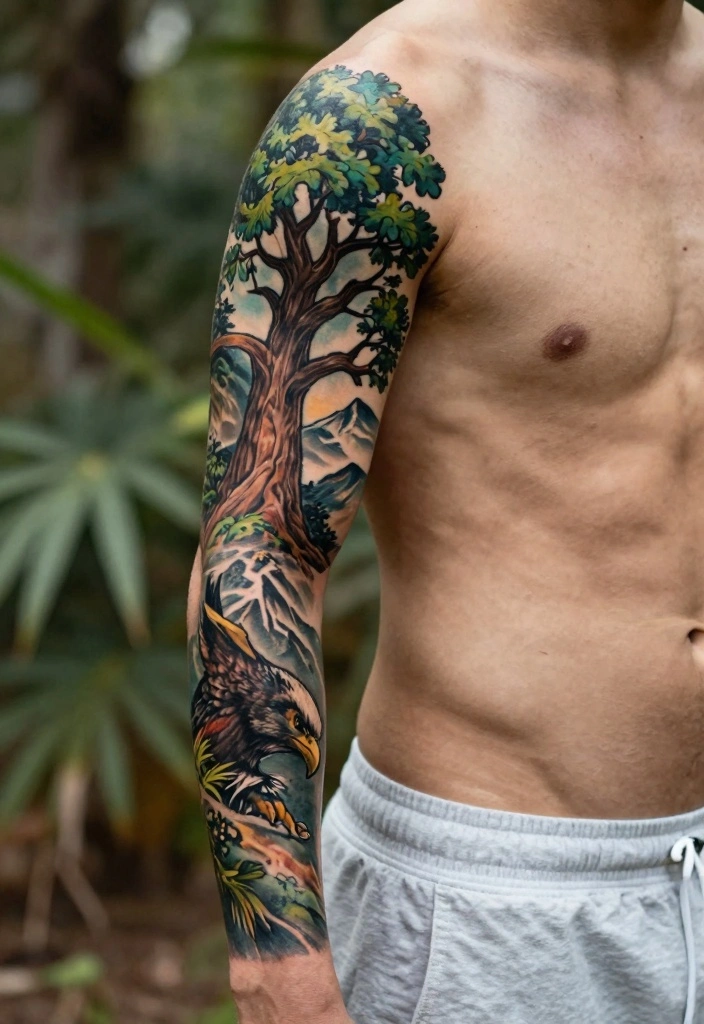 16 Full Hand Sleeve Tattoo Ideas for Men Bold and Detailed 2. Nature Inspired Designs 0