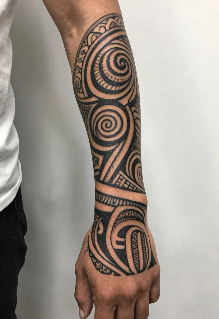 16 Full Hand Sleeve Tattoo Ideas for Men Bold and Detailed 3. Tribal Patterns 0