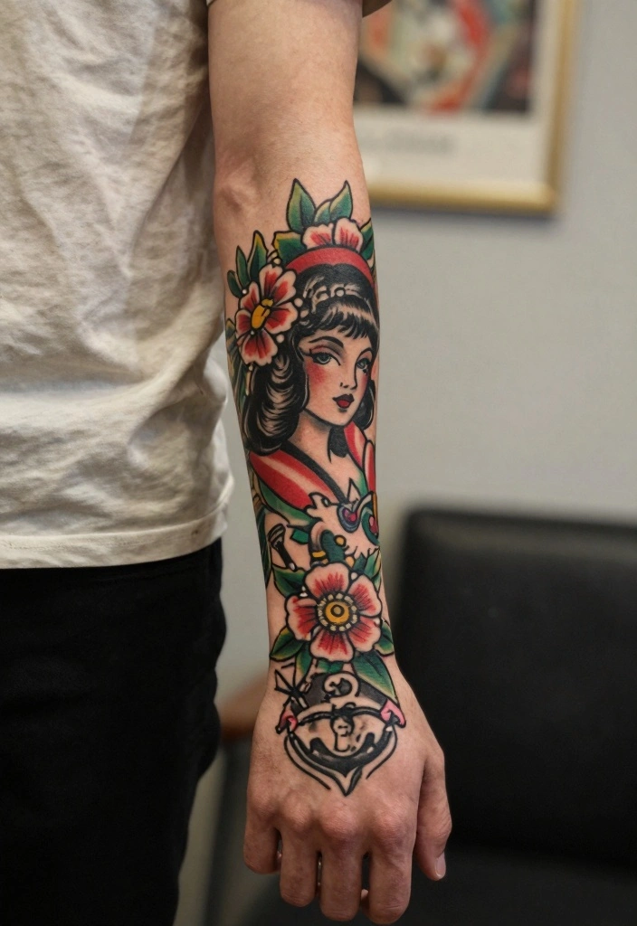16 Full Hand Sleeve Tattoo Ideas for Men Bold and Detailed 8. Vintage Inspired Art 0