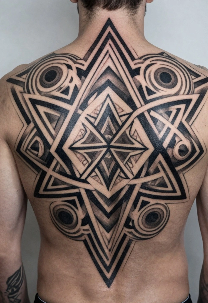 16 Male Back Tattoo Ideas Powerful Masculine and Artistic 11. The Geometric Designs 0