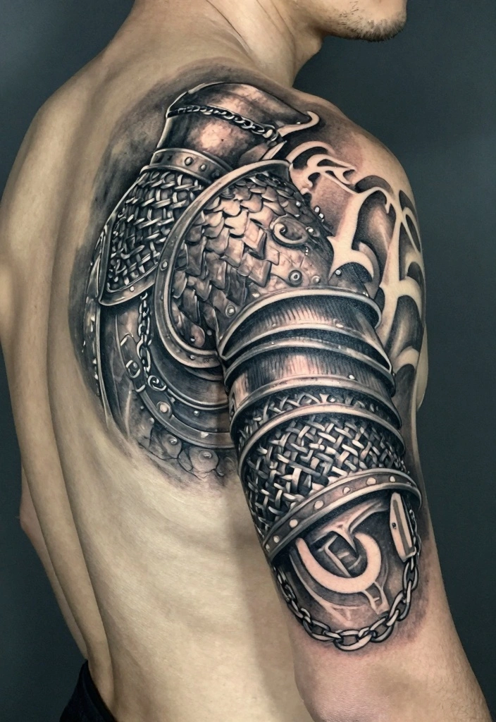 16 Male Back Tattoo Ideas Powerful Masculine and Artistic 2. The Warriors Armor 0
