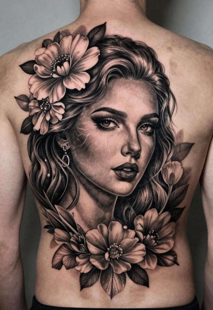 16 Male Back Tattoo Ideas Powerful Masculine and Artistic 8. The Artistic Portrait 0