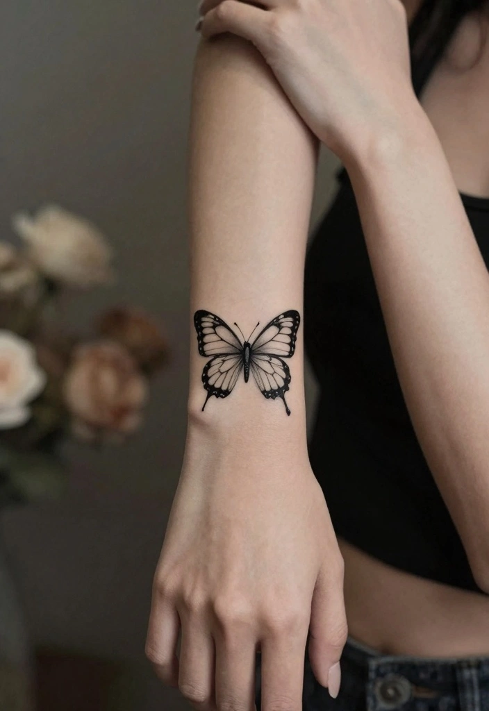16 Small Wrist Tattoo Ideas for Women Minimal and Stylish 12. Butterfly Kiss 0