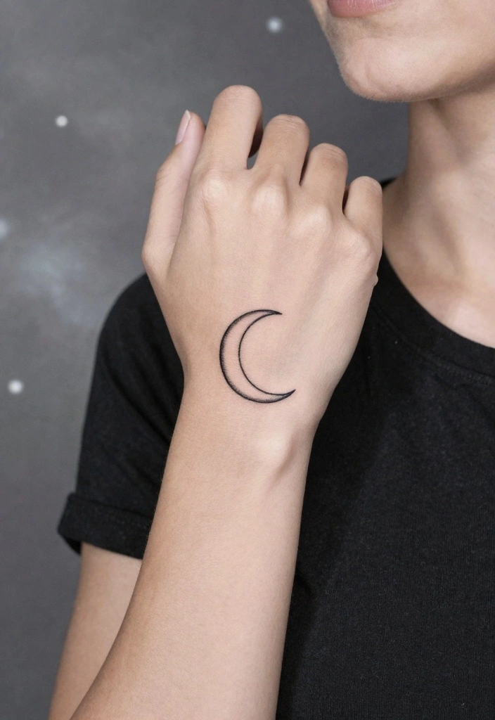 16 Small Wrist Tattoo Ideas for Women Minimal and Stylish 14. Minimalist Crescent Moon 0