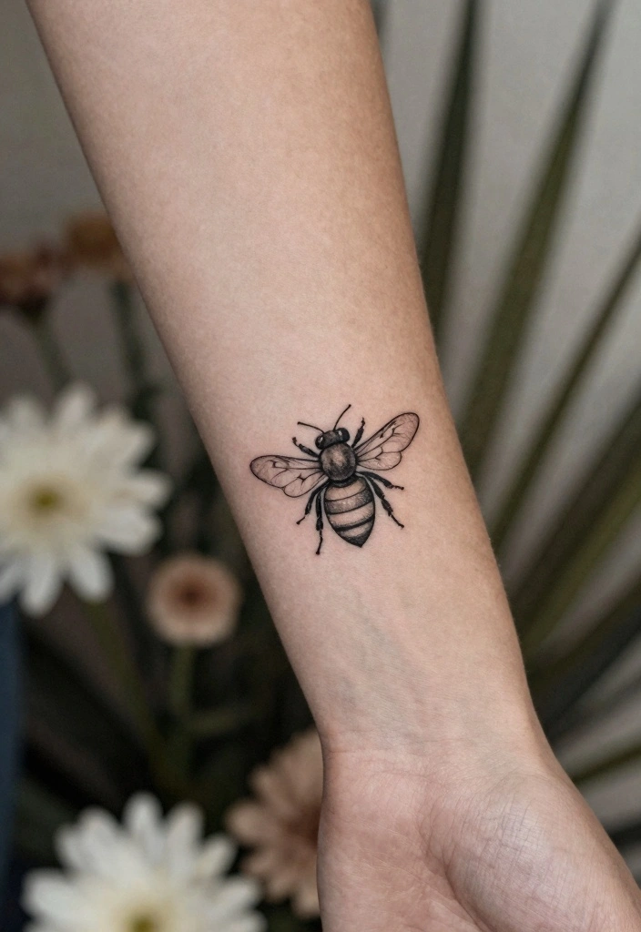 16 Small Wrist Tattoo Ideas for Women Minimal and Stylish 16. Minimalist Bee 0