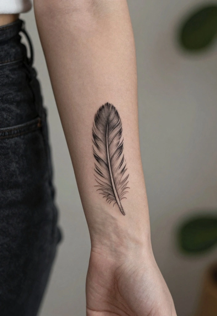 16 Small Wrist Tattoo Ideas for Women Minimal and Stylish 2. Feather Lightness 0