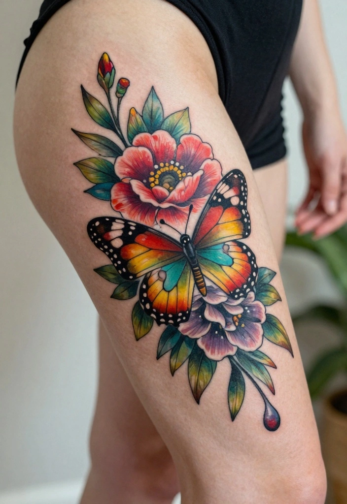 18 American Traditional Tattoo Flash Ideas Bold and Timeless 91 18 American Traditional Tattoo Flash Ideas Bold and Timeless 9. Butterfly on Flowers 0