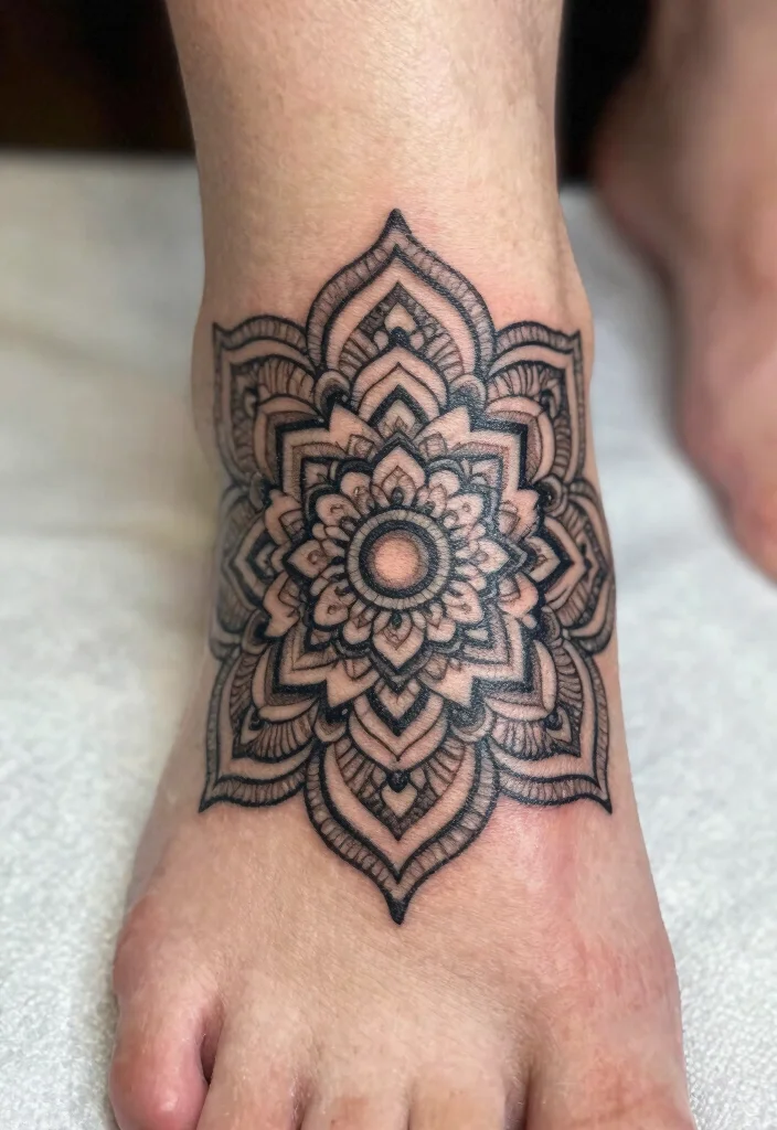 18 Mandala Tattoo Design Ideas From Simple to Detailed 133 18 Mandala Tattoo Design Ideas From Simple to Detailed 13. Mandala Foot Tattoos 0
