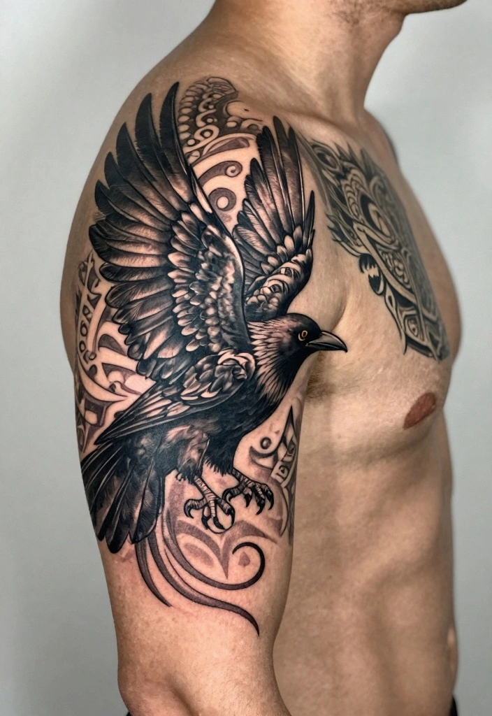 18 Viking Style Tattoo Ideas From Minimal to Full Sleeve 6. Odins Ravens 0