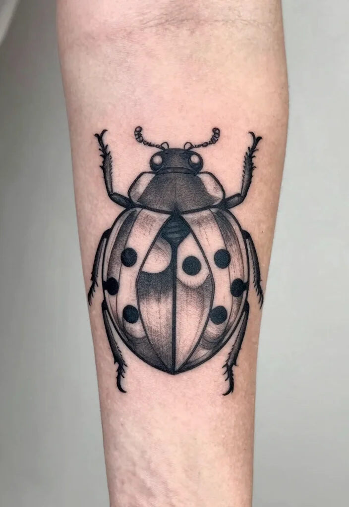 8 Ladybug Tattoo Stencil Ideas For Clean Precise Designs 2. Geometric Ladybug 0