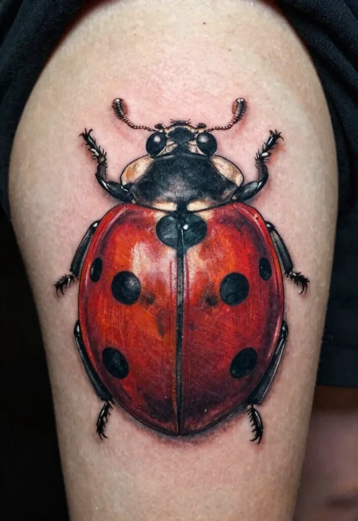 8 Ladybug Tattoo Stencil Ideas For Clean Precise Designs 7. Realistic Ladybug 0
