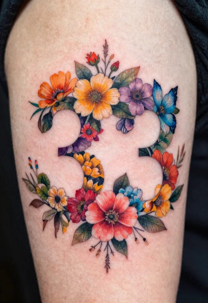 10 333 Angel Number Tattoo Ideas With Spiritual Meaning 3 10 333 Angel Number Tattoo Ideas With Spiritual Meaning 3. Floral Accents 0